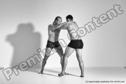 Underwear Martial art Man - Man White Moving poses Athletic Short Brown Dynamic poses Academic